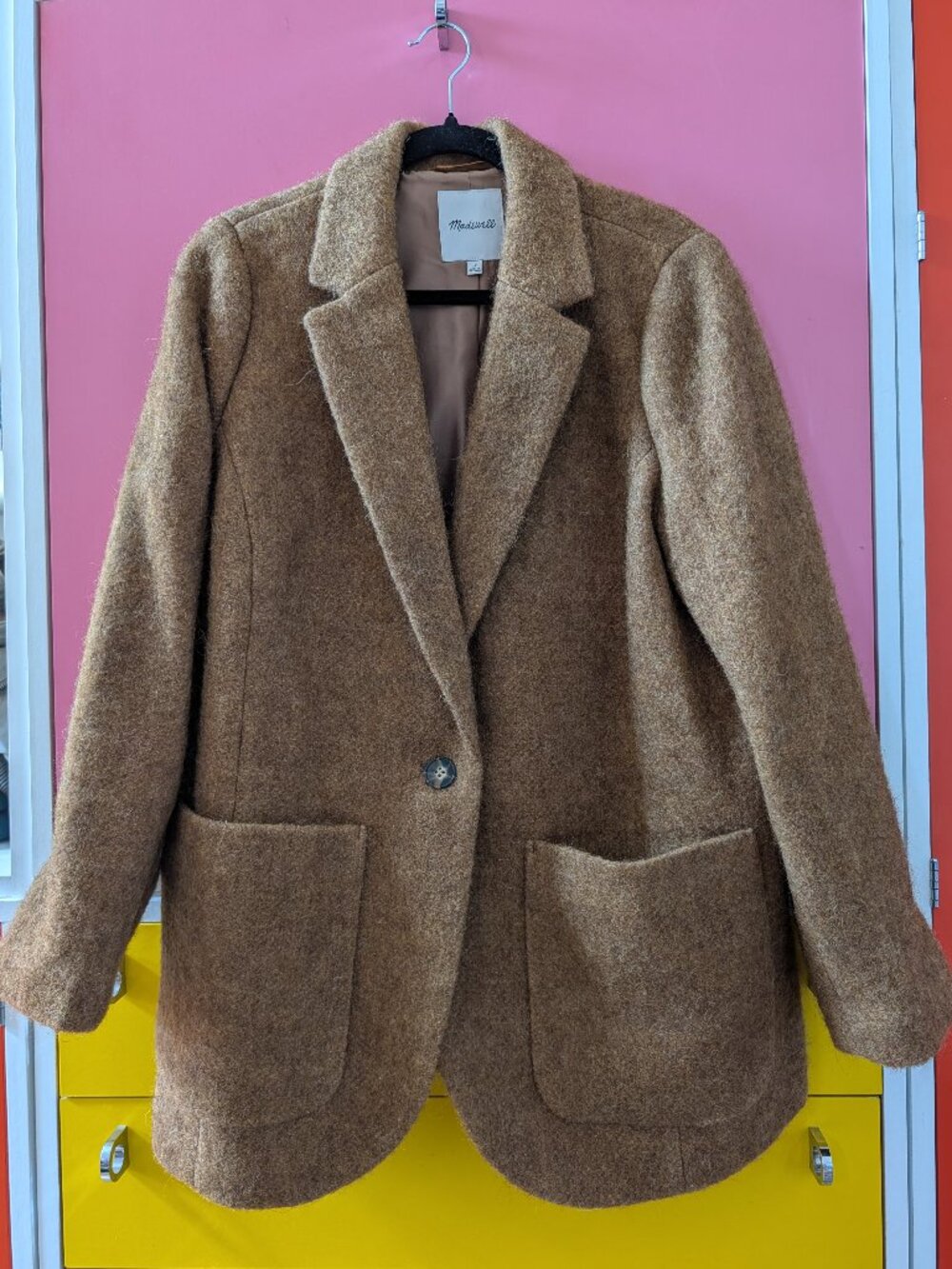 Madewell Oversized Wool Alpaca Blend Blazer Heathered Camel Brown Size 1X
